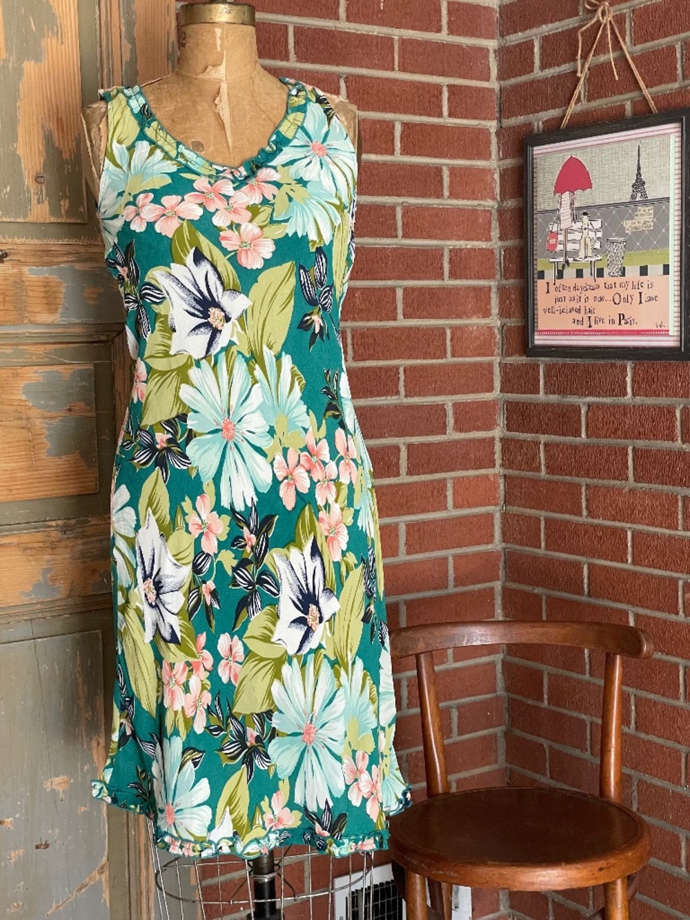 Vintage 90s Rayon Tropical Dress | Hawaiian Floral Print | Size 2 to 6
